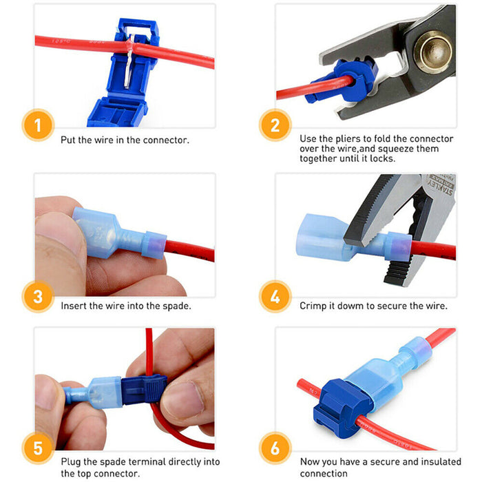 260PCS T-Tap Electrical Wire Crimp Terminals Quick Splice Cable Connectors Kit