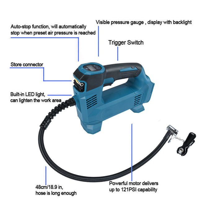 Fits Makita 18V Battery Cordless Car Tyre Inflator Pump LED Inflate Tool