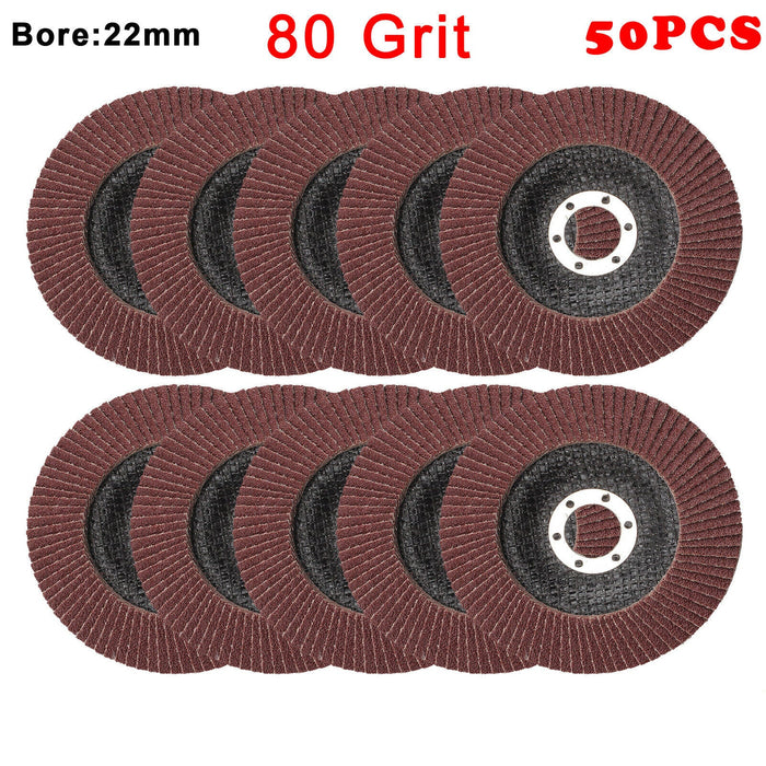 50 Pack 125mm 80 Grit Flap Sanding Discs for Angle Grinder