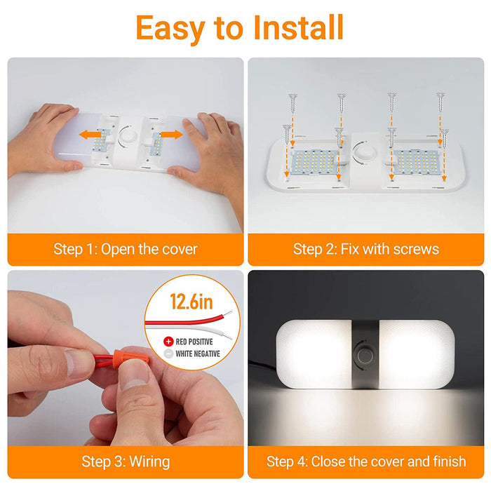 12V-24V 120LED Interior Ceiling Light Dimmable Caravan RV Camper