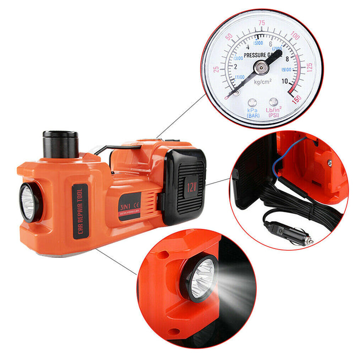 5Ton 12V Car Electric Hydraulic Floor Jack Lift + Impact Wrench Kit Box 3 in 1