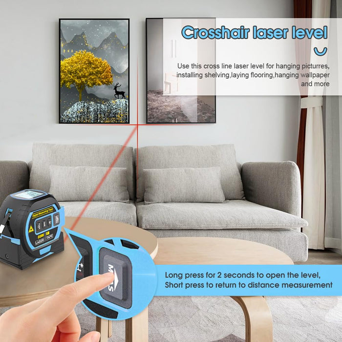 60m 3 in 1 Digital Measure Tape Laser Distance Meter Range Finder