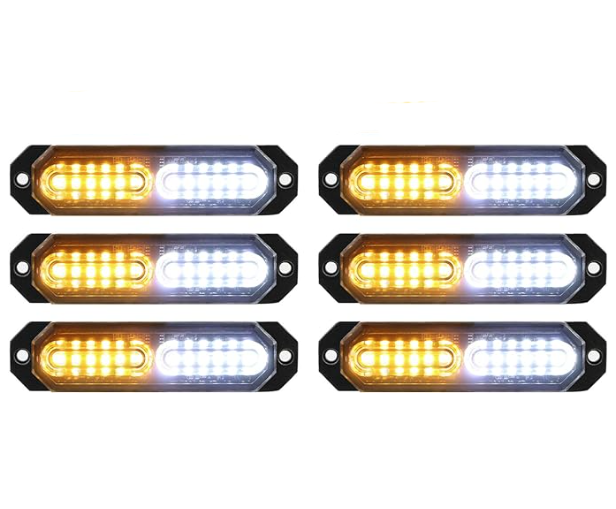 LED Strobe Lights(Amber/White) 6PCS