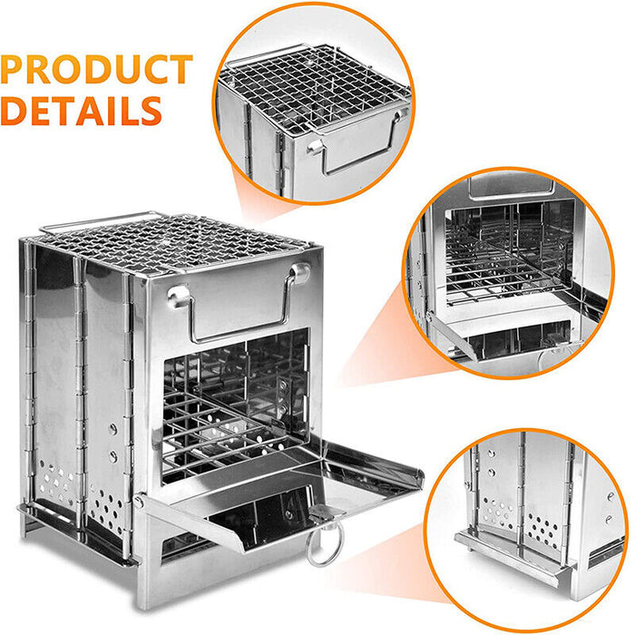 20x20x35cm Camping Stove Camp Wood BBQ Grill