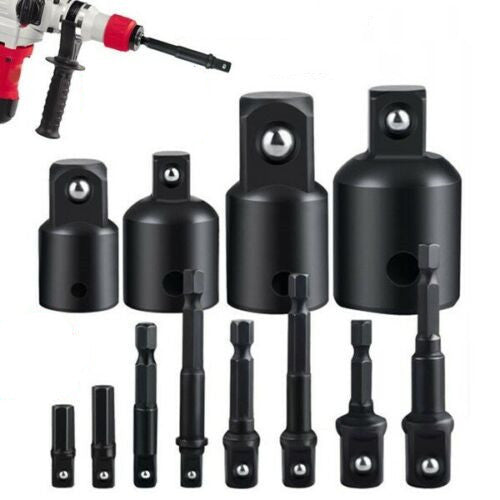 12Pc Drill Socket Adapter Set Impact Nut Driver Hex Extension Bit 1/4" 3/8" 1/2"