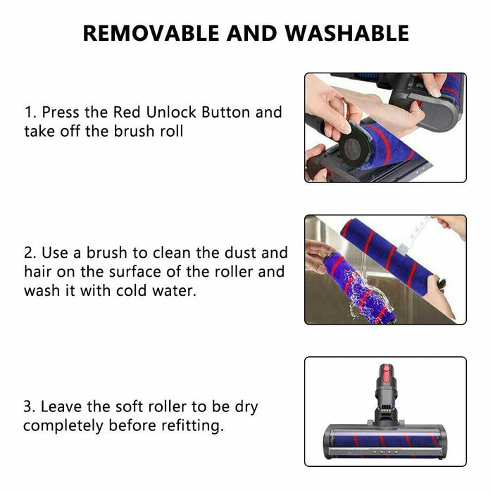 Soft Fluffy Brush Roller Cleaner Head for Dyson V7 V8 V10 V11