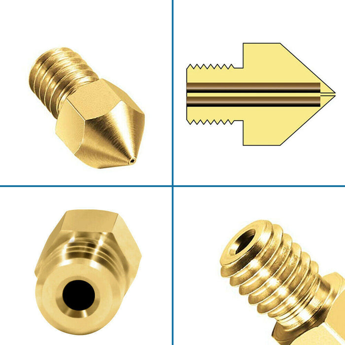 5pcs For Ender 3 PRO CR10 3D Printer 1.75mm 0.4mm MK8 Extruder Nozzles