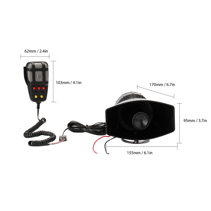 12V 110dB Air Horn Siren Car Emergency Siren + MIC Speaker