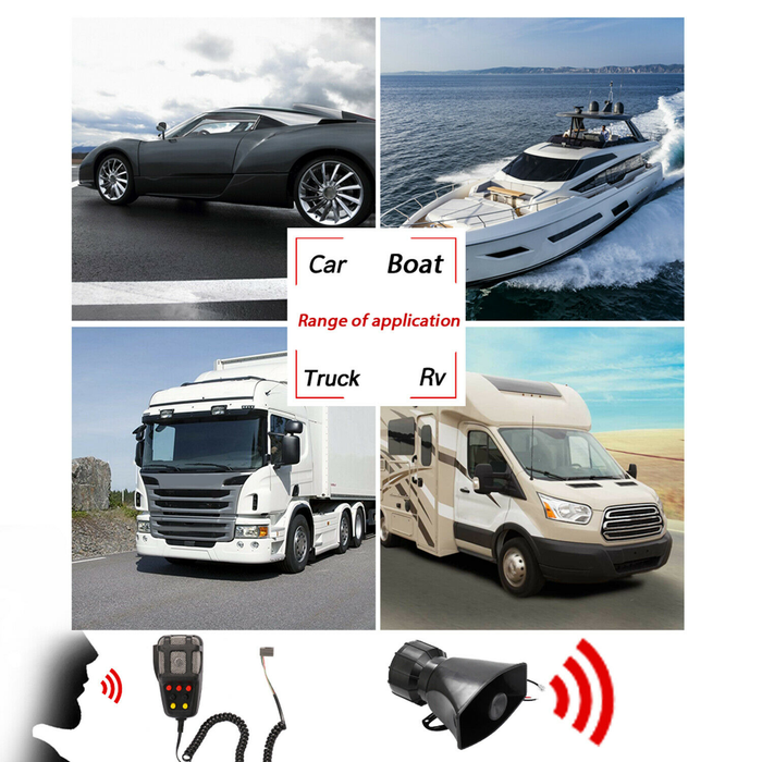 12V 110dB Air Horn Siren Car Emergency Siren + MIC Speaker
