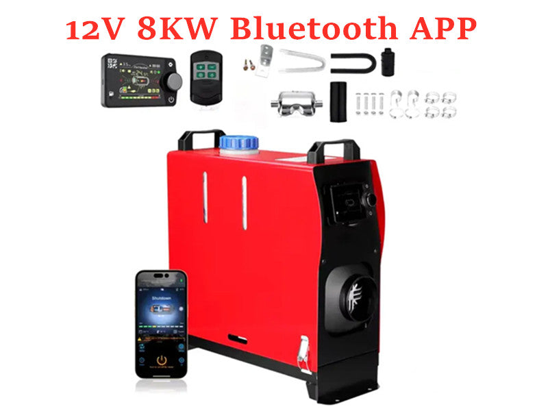 8KW 12V All-in-One Diesel Air Heater with Bluetooth App Control for Caravan, RV & Motorhome
