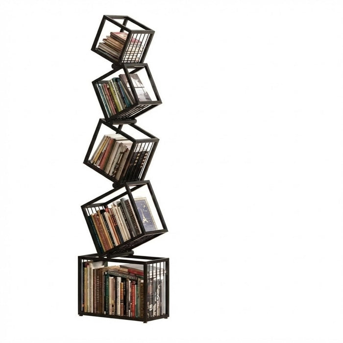 Geometric Stacking Bookshelf Modern Carbon Steel Storage Rack -183cm Tall