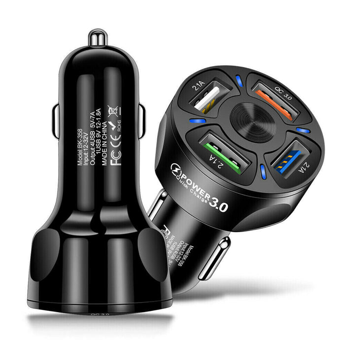 12V Car Cigarette Lighter Socket Dual QC3.0 USB Ports Fast Charger Power Adapter Car Charger