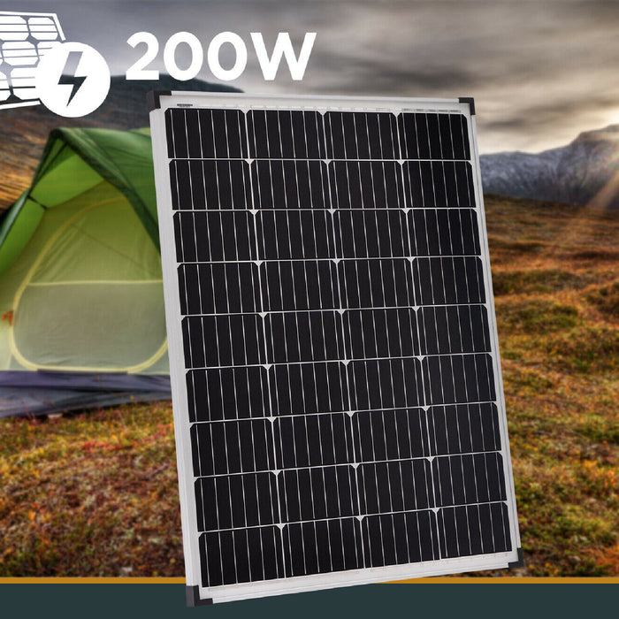 200W 12V Monocrystalline Solar Panel for Caravan, Camping & Off-Grid Battery Charging