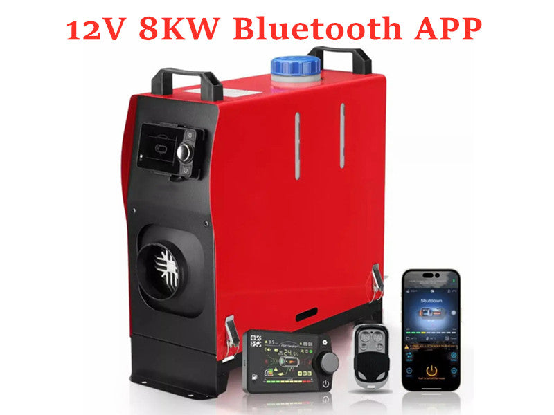 8KW 12V All-in-One Diesel Air Heater with Bluetooth App Control for Caravan, RV & Motorhome
