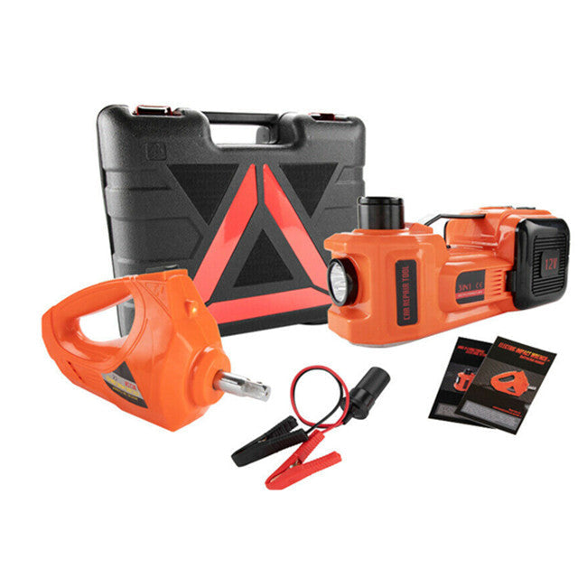 5Ton 12V Car Electric Hydraulic Floor Jack Lift + Impact Wrench Kit Box 3 in 1