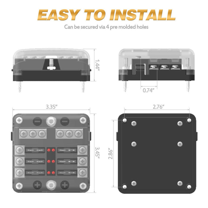 6-Way Blade Fuse Block Box Holder