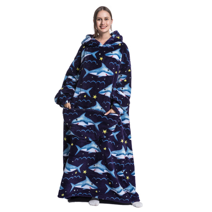 Adult Oversized Wearable Blanket Hoodie-Shark
