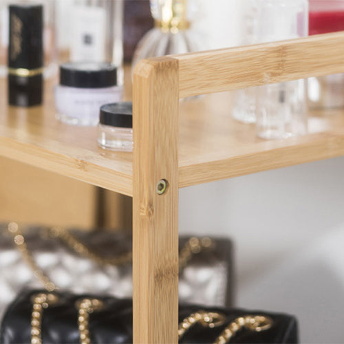 3 Tier Natural Bamboo Multifunctional 3 Drawer Basket Rack