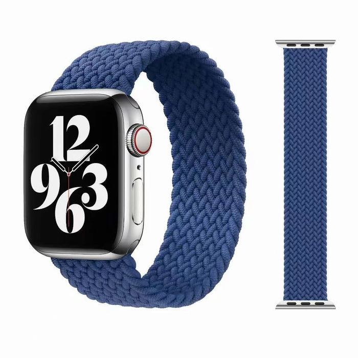 Blue Nylon Solo Loop Band for Apple Watch 42/44/45MM - Stretchable, Skin-Friendly and Easy Install
