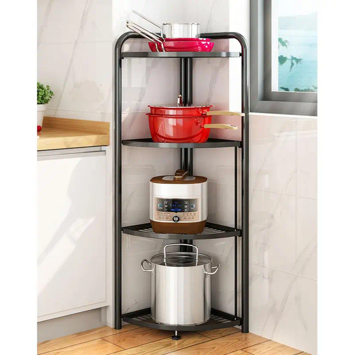 Foldable 4 Tier Steel Corner Shelving Unit — Off The Back