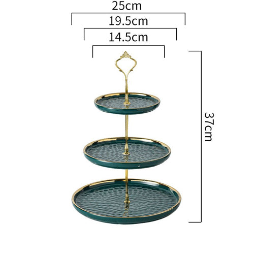 3 Tier Ceramic High Tea Stand Green