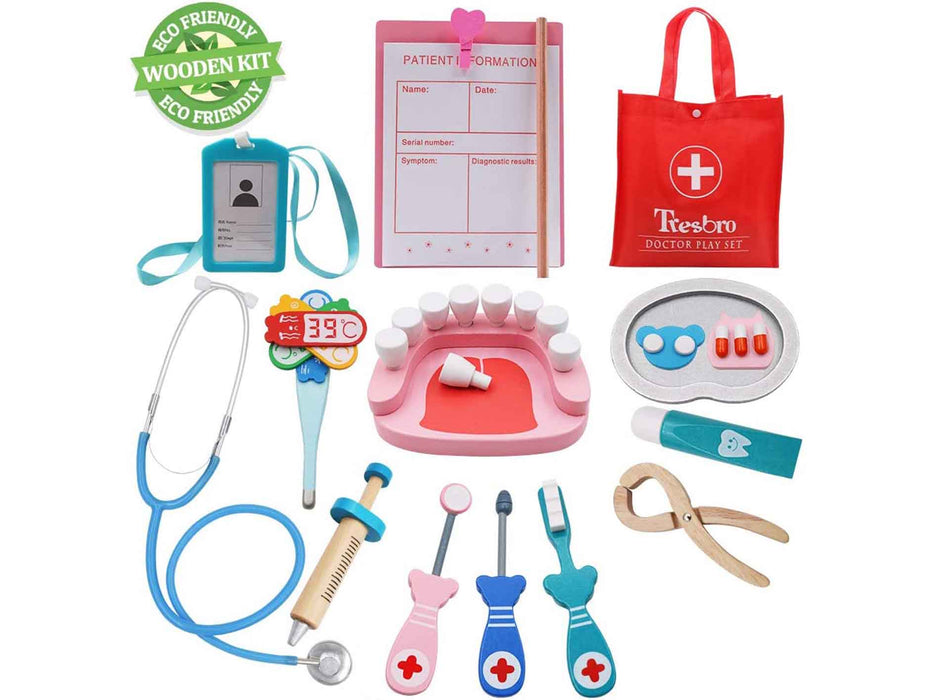 Wooden Dentist Tool Toys 21 Piece Set