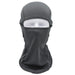 A gray full facial protection balaclava designed for outdoor activities, covering the face and neck, with a small opening for the eyes.