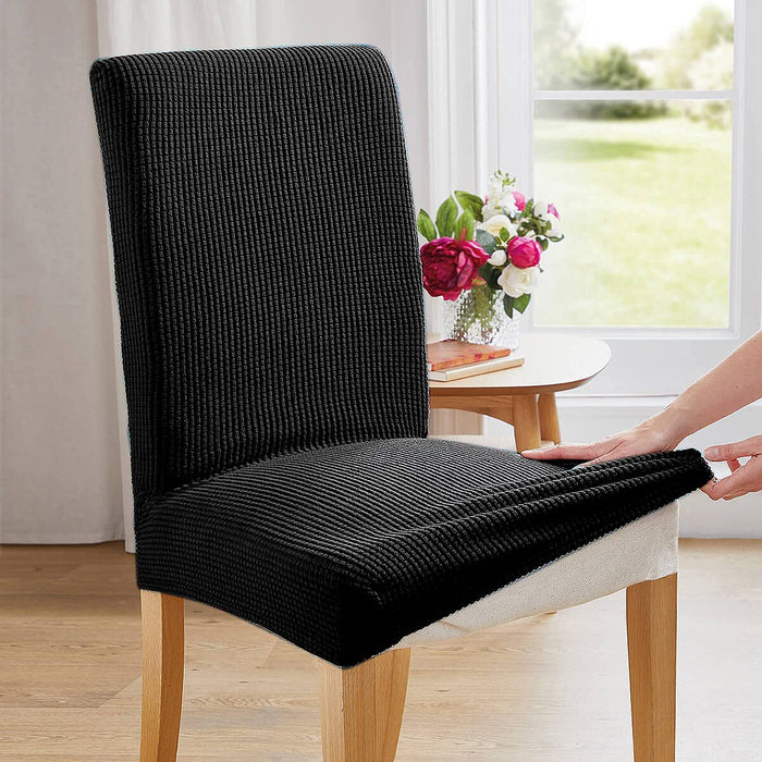 High Stretch Black Dining Chair Slipcovers - 4 Pack