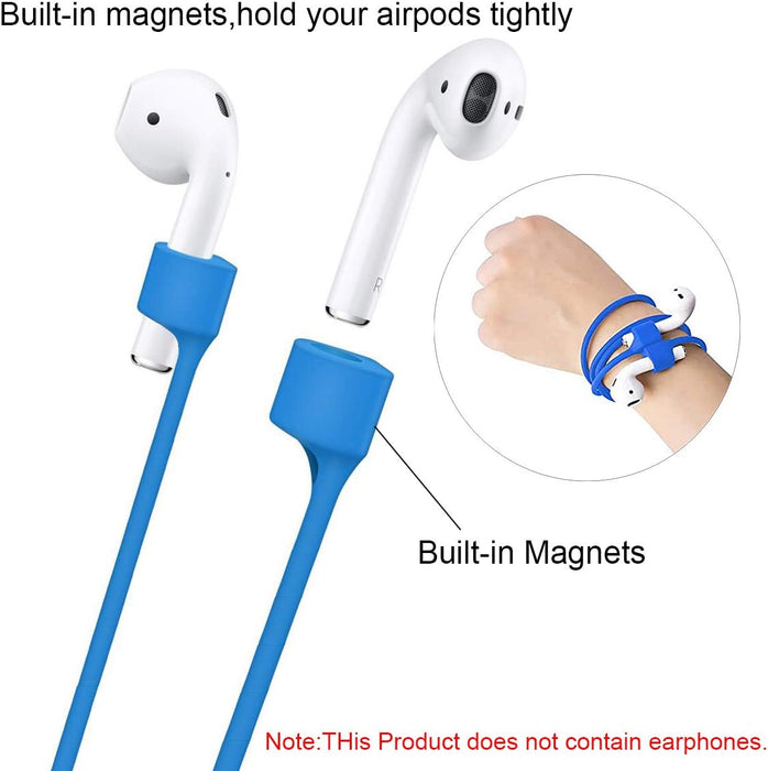 Magnetic Anti-Lost Straps for AirPods | 5-Pack | TPU Material | British Racing Green, Blue, Noir, Pearl White, Pink | Secure & Comfortable