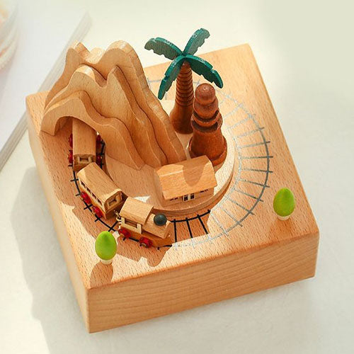 Musical Box With Moving Train Mountain Tunnel