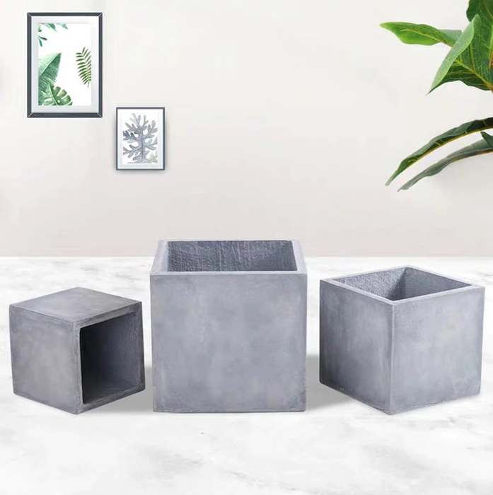Modern Cement Gray Planter Box Cube 21 Cm