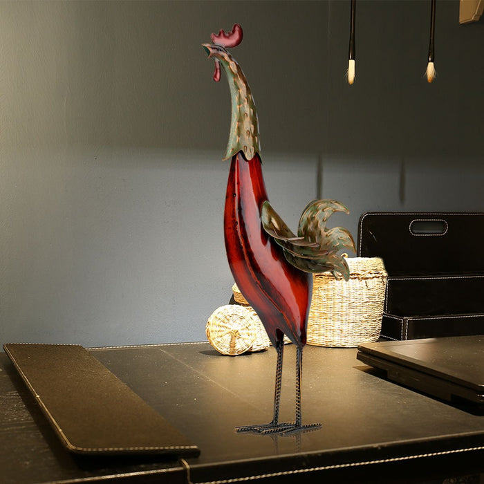 Metal Sculpture Carved Iron Rooster Home Furnishing Made Of High Quality Materials