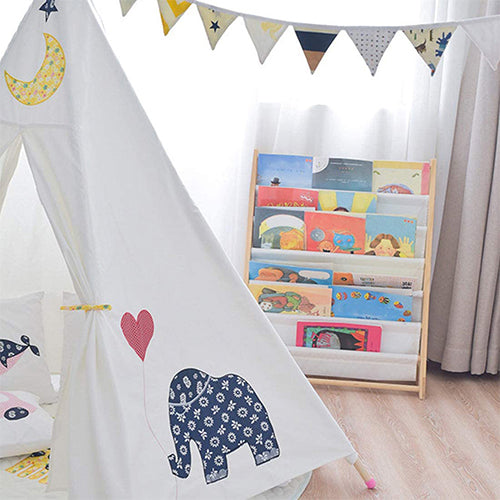 Wooden Kids Book Rack Organiser