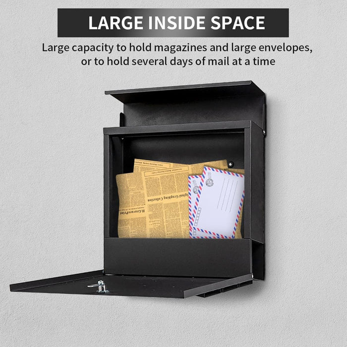 Large Paper Inbox Large Capacity Locking Mailbox with Newspaper Holder — Off The Back