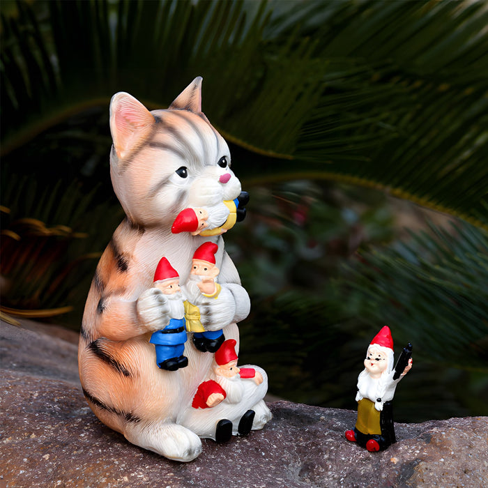 Mischievous Cat Garden Gnome Outdoor Statue Figurine — Off The Back