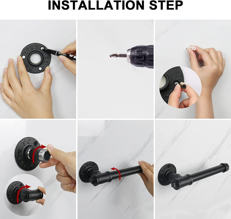 Wall Mounted Industrial Pipe Toilet Paper Holder