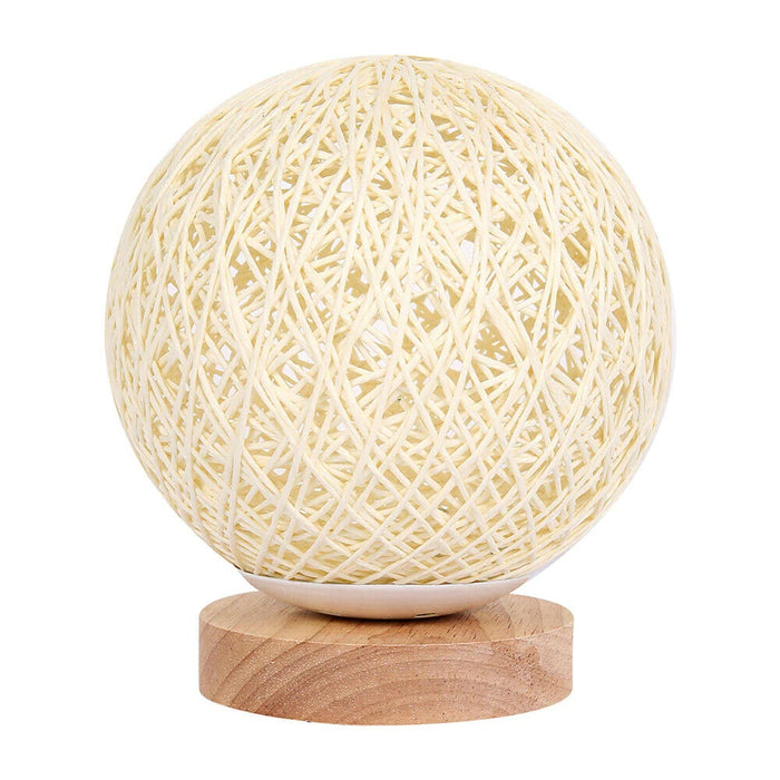 Wooden Rattan LED Table Lamp