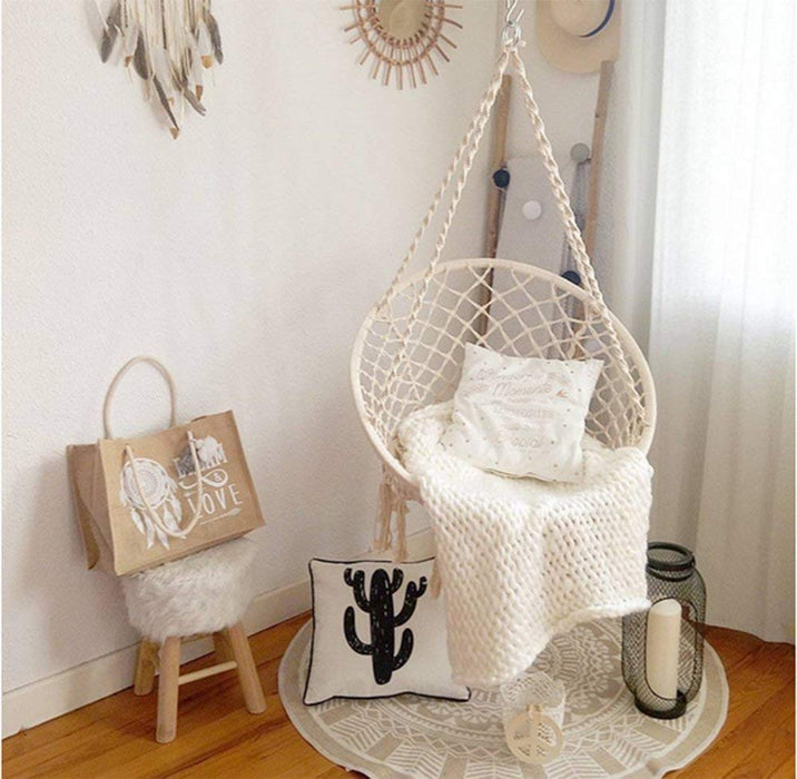 Handmade Macrame Swing Hammock Chair White