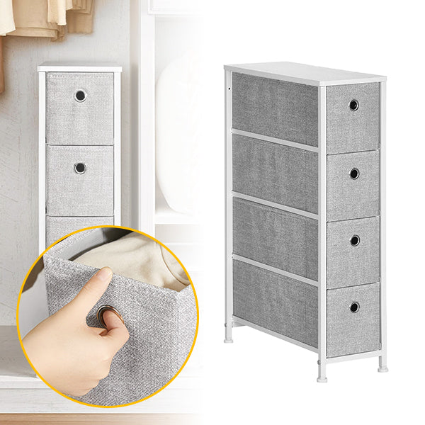 Narrow 4 Fabric Drawers Slim Storage Tower