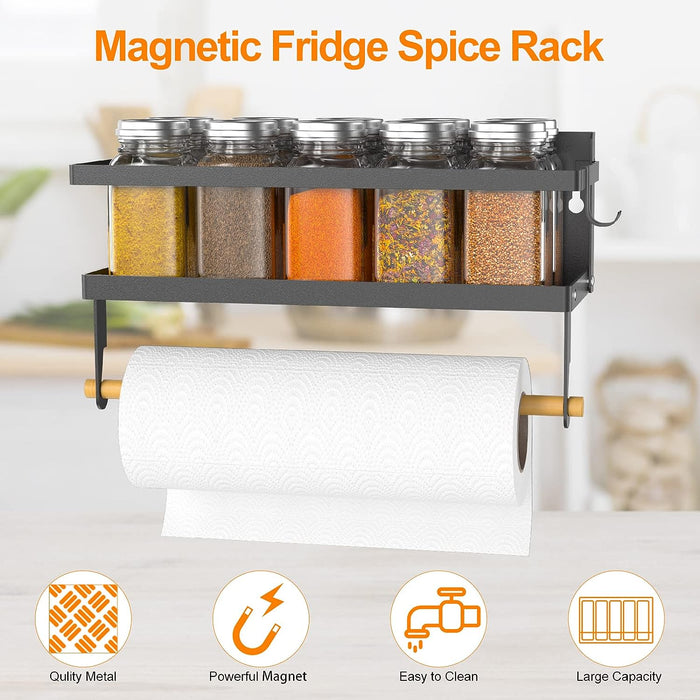 2 in 1 Magnetic Spice Rack with Hooks
