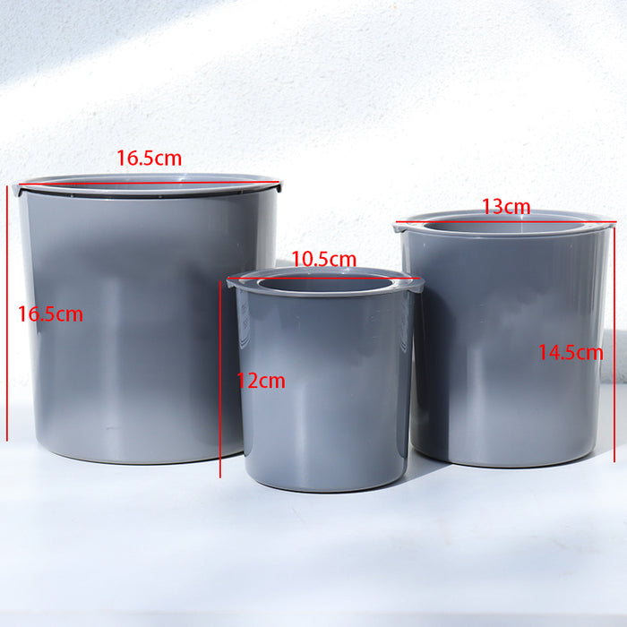 Modern Gray Plastic Plant Pot with Wood Stand  - Small