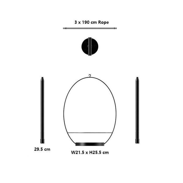 3 Pot Hanging Planter Herb Rack Black