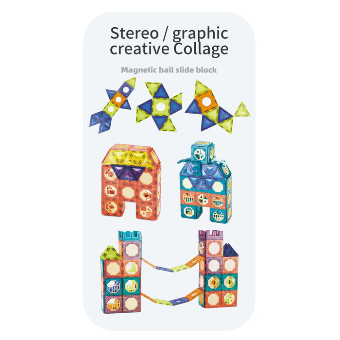 54Pcs Magnetic Tiles Marble Run STEM Building Toys