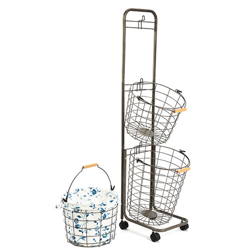 3 Tier Rolling Laundry Hamper With 3 Removable Wire Basket With 3 Removable Wire Basket