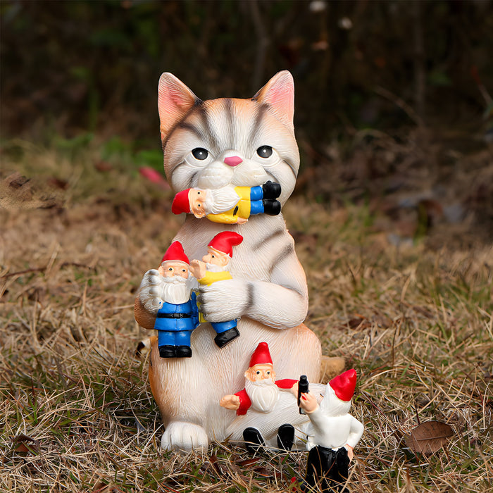 Mischievous Cat Garden Gnome Outdoor Statue Figurine — Off The Back