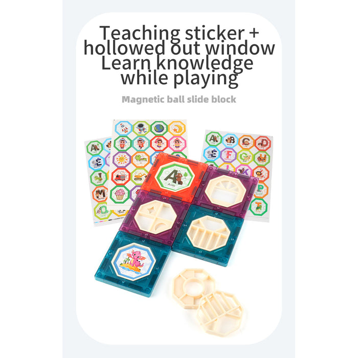 54Pcs Magnetic Tiles Marble Run STEM Building Toys