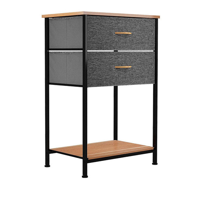 2 Drawers Steel Frame Fabric Bedside Table
