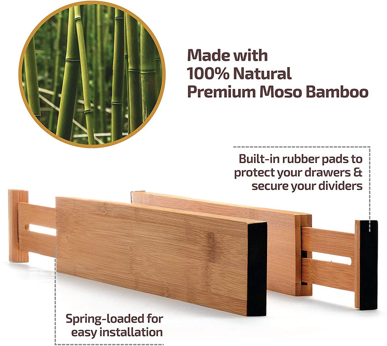 Bamboo Drawer Divider Organizers Expandable & Adjustable