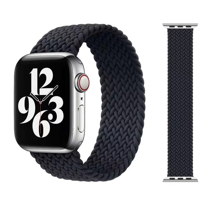Black Nylon Solo Loop Band for Apple Watch 42/44/45mm - Stretchable and Snug Fit - Easy Installation - Sweat and Water Resistant