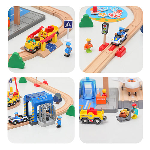 Wooden Train Tracks & Trains Construction Toy Airport